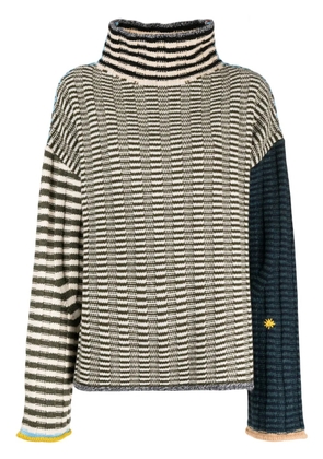 YANYAN KNITS logo-embroidered roll-neck jumper - Multicolour