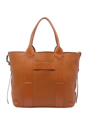 Hogan medium script-detail leather tote bag - Brown