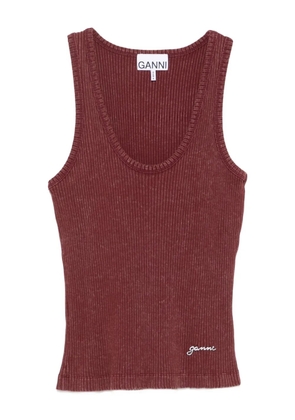 GANNI ribbed scoop-neck tank top - Purple