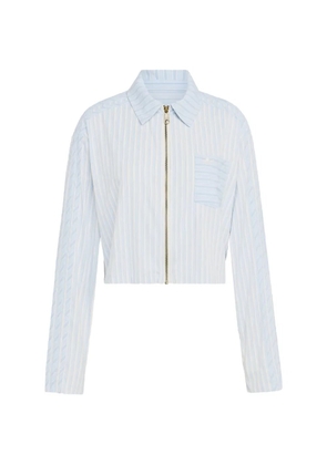 adidas striped zip-up shirt - Blue