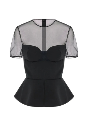 Nensi Dojaka sheer-neckline blouse - Black