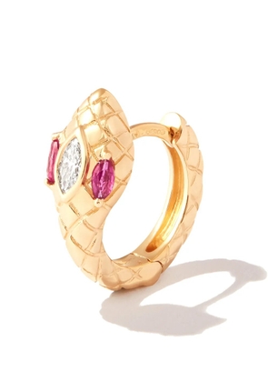 Jacquie Aiche 14kt rose gold Head Snake diamond and ruby earring - Pink