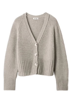 Soft Goat button V-neck cashmere cardigan - Grey