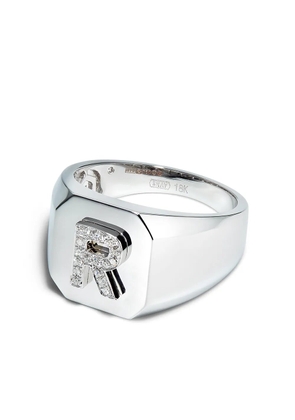 SHAY 18K white gold r-initial ring - Silver