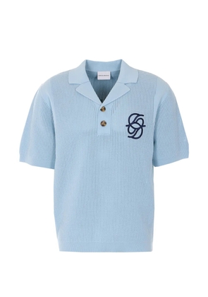 Drôle De Monsieur logo-embroidered short-sleeve polo shirt - Blue