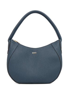 BOSS curved leather shoulder bag - Blue