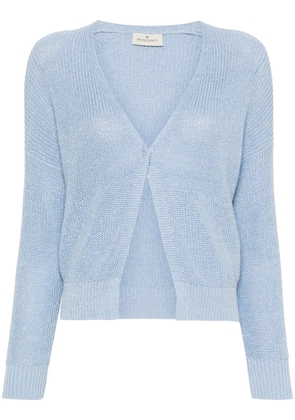 Bruno Manetti metallic-threading open-knit cardigan - Blue