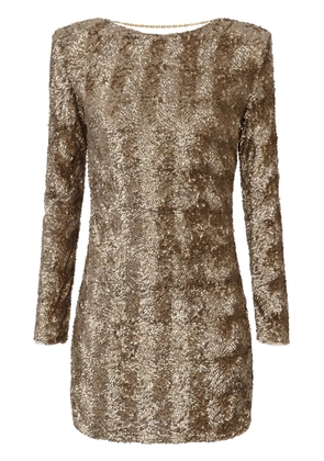 Elisabetta Franchi sequin-embellished tulle mini dress - Brown