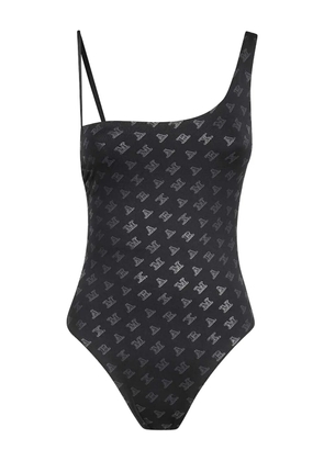Max Mara logo-print one-shoulder swimsuit - Black