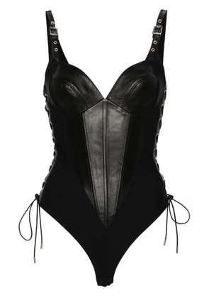 MITILIANE COUTURE leather-trim bodysuit - Black