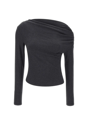 STAUD Philomena draped off-the-shoulder sweater - Grey