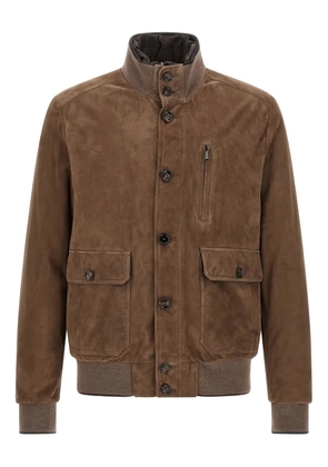 Moorer suede button jacket - Brown