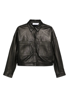 IRO button-fastening patch-pocket leather jacket - Black