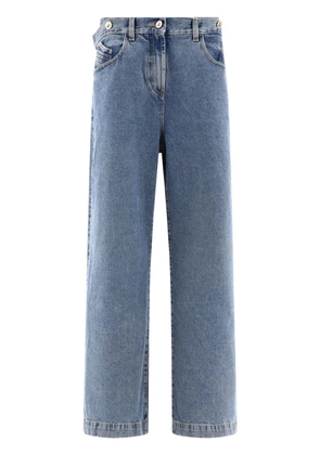 The Attico embroidered-logo straight-leg jeans - Blue