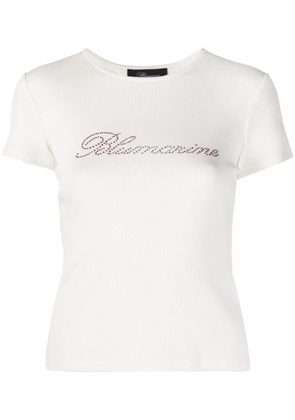 Blumarine stud-embellished logo T-shirt - White