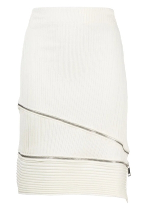 ANDREĀDAMO ribbed asymmetric midi skirt - White