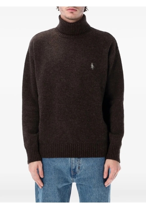 Sporty & Rich roll-neck logo-embroidered T-shirt - Brown