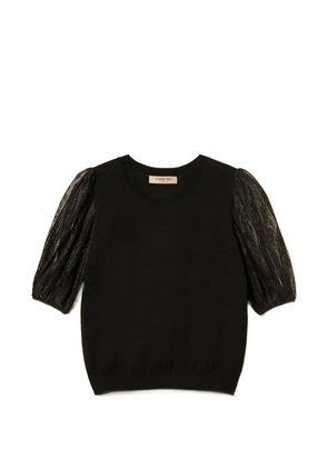 TWINSET lace-sleeve T-shirt - Black