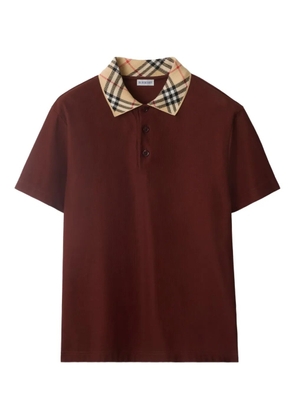 Burberry check-collar cotton polo shirt - Red