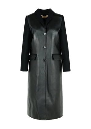 Marni wool-panel leather coat - Black