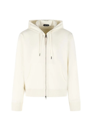 TOM FORD drawstring zip cashmere hoodie - Neutrals