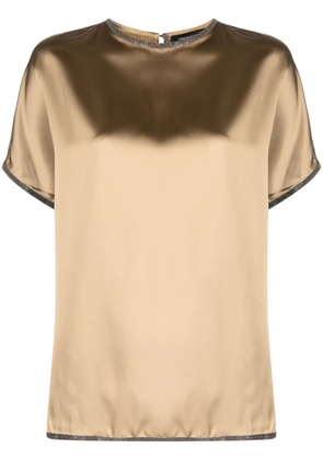 Fabiana Filippi embellished satin T-shirt - Neutrals