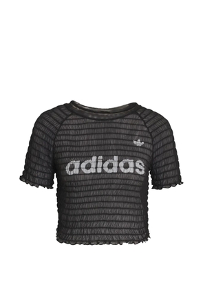adidas smocked logo T-shirt - Black