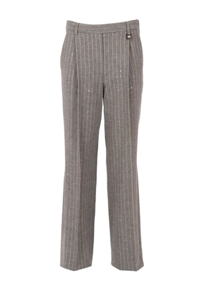 Lorena Antoniazzi sequin-embellished pinstriped trousers - Grey