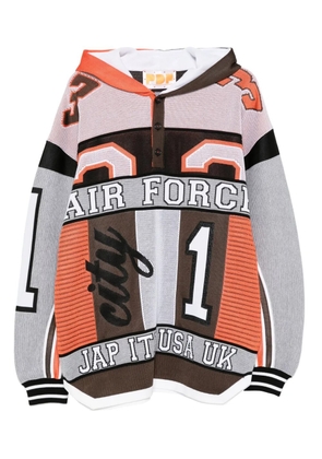 PDF panelled polo-collar hoodie - Orange