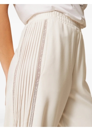TWINSET pleated lace-side trousers - Neutrals