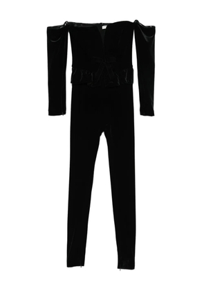 Alessandra Rich V-neck velvet jumpsuit - Black