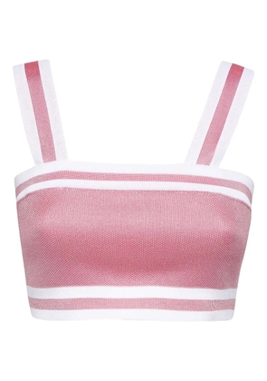 Balmain striped zipped tank top - Pink