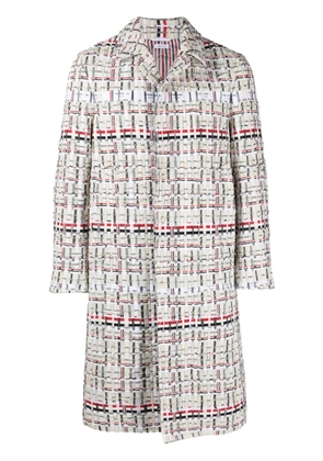 Thom Browne single-breasted tweed coat - Neutrals