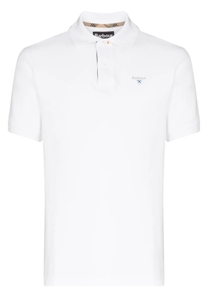 Barbour tartan trim cotton piqué polo shirt - White