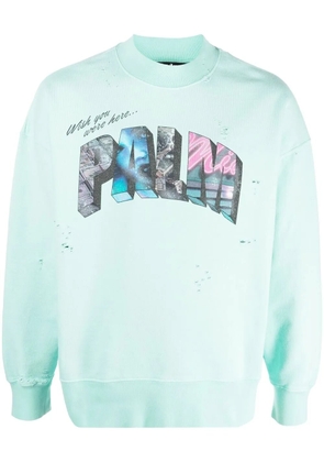 Palm Angels graphic-print crew-neck sweatshirt - Blue