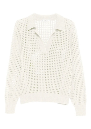3311 openwork polo-collar sweater - Neutrals