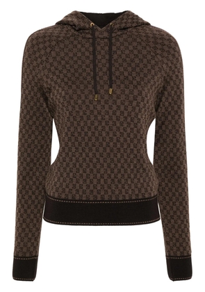 Balmain PB Monogram-jacquard wool hoodie - Brown