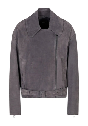 Emporio Armani belted asymmetrical-zip jacket - Grey
