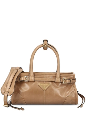 Prada mini Bonnie leather tote bag - Neutrals