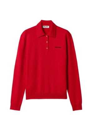 Miu Miu logo-detail long-sleeves polo shirt - Red