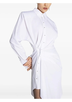 Mugler padded-shoulder asymmetrical shirt dress - White