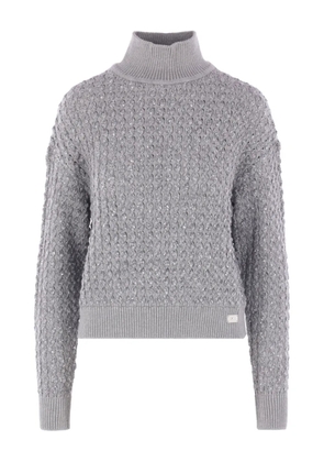 Elisabetta Franchi sequin-embellished high-neck sweater - Grey