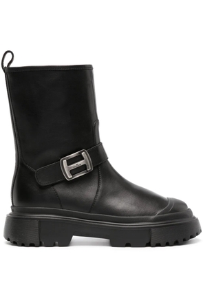 Hogan logo-buckle 40mm ankle boots - Black