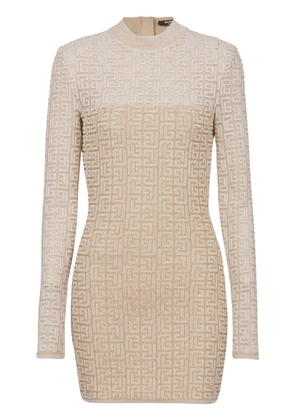 Balmain PB Labyrinth-jacquard knit dress - Neutrals