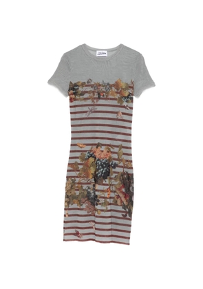 Jean Paul Gaultier striped-floral print mini dress - Grey