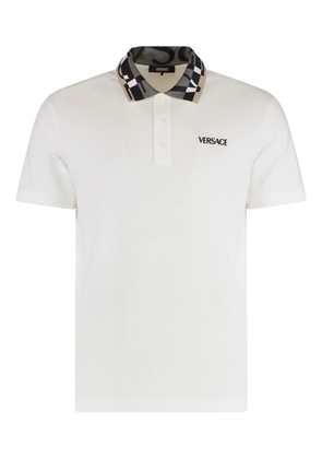 Versace patterned-collar logo polo shirt - White