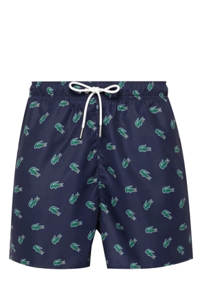 Lacoste Crocodile-print drawstring swim shorts - Blue