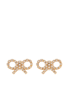 Self-Portrait micro bow-shaped earrings - Gold
