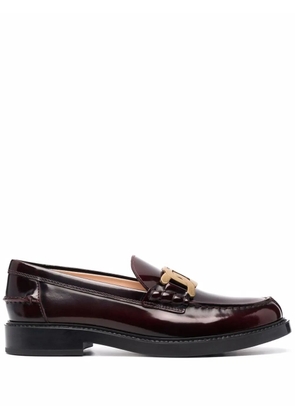 Tod's patent leather logo-plaque loafers - Red