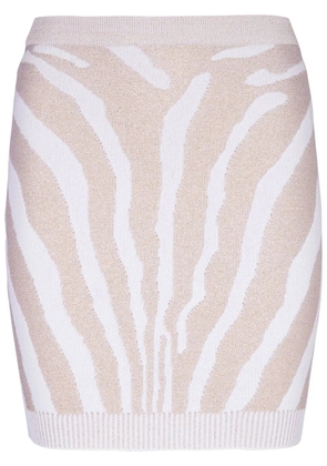 Balmain zebra intarsia-knit miniskirt - Neutrals